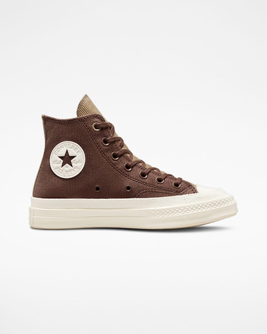 Tenis Converse Chuck 70 Stretch Corduroy Cano Alto Feminino Marrom Caqui | PT M0T5087